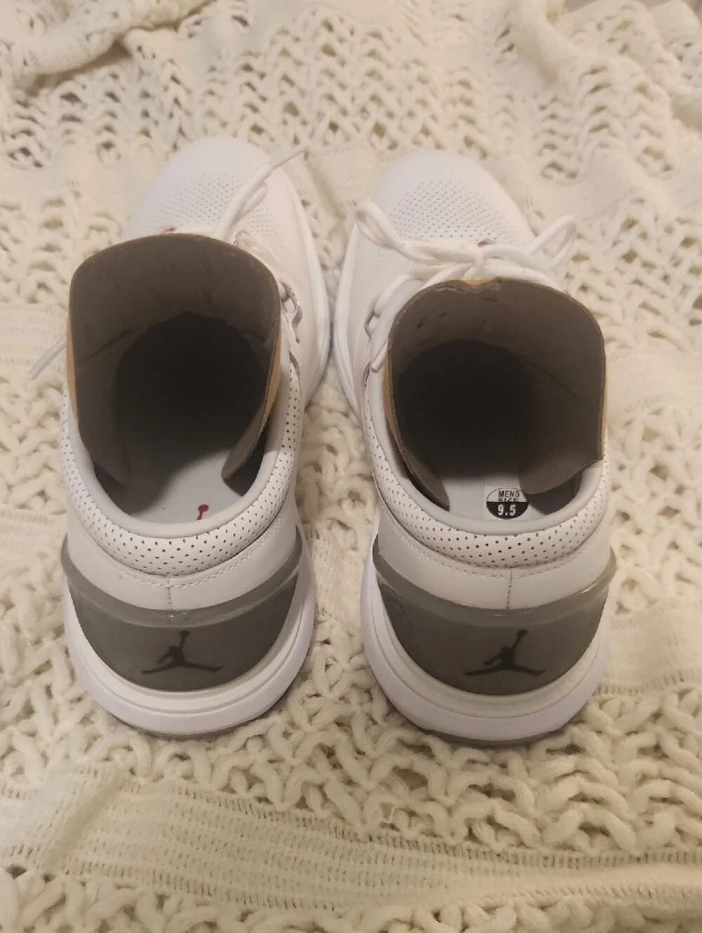 Jordan White Golf-Style Sneakers with Red Lace Accents